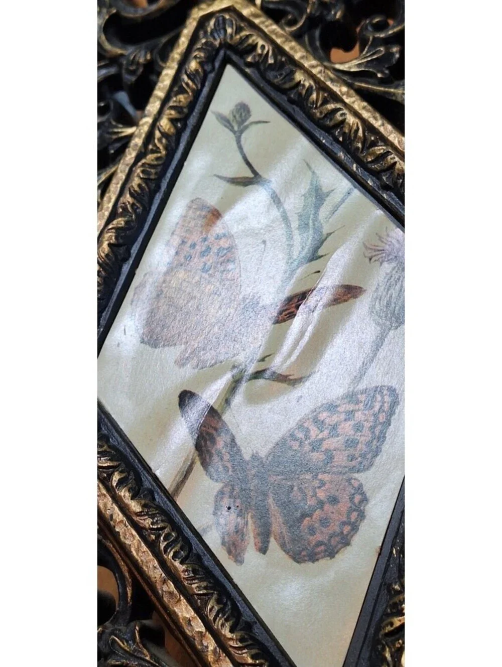 Vtg Set of 4 Homco Burwood Diamond Shape Wall Plaques Butterfly Pictures 13